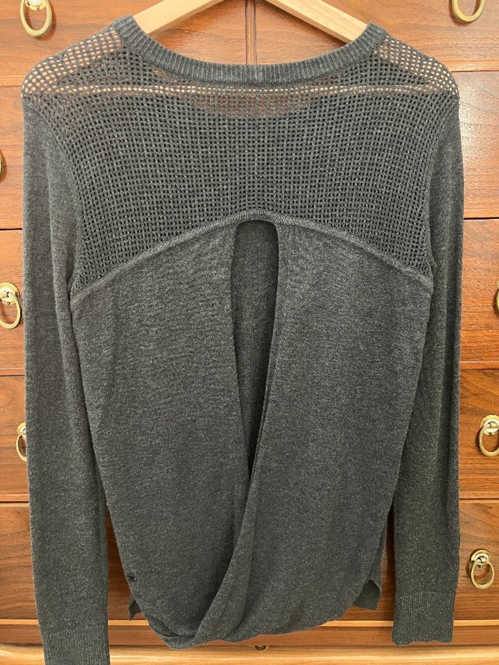 Lululemon Sweater Charcoal Gray Open Back w/ Thumb Holes